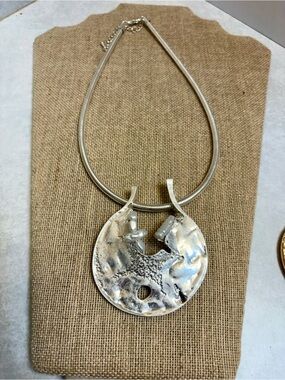 Silver Textured Disc Pendant Necklace - Women Jewelry